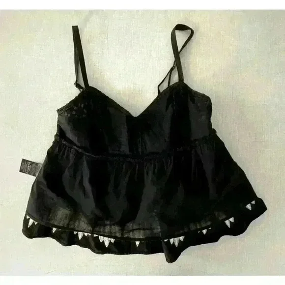 Anthropologie Sz 4 Catrina Cami Top Black Embroidered Boho Festival Western - Picture 8 of 11